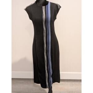 Rachael Roy body con black dress w colorful insert Sz 8